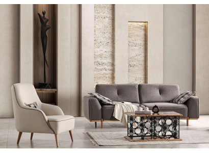 Modernes Wohnzimmer-Set 3+1-Sitzer stilvolles Sofa weicher Sessel