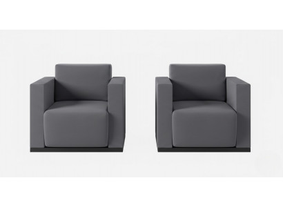 Moderner 2x Sessel Graue Farbe Minimalistischer Stil Glatte Ecken