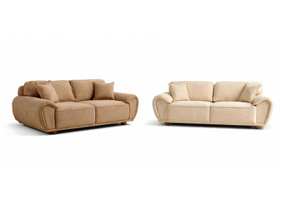 Sofa-Set 3-Sitzer-Sofa Moderner Stil Beige Farbe Holzrahmen Holzbeine