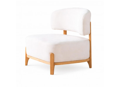 Sessel Farbe Weiß Stil Modern Holzrahmen Polstersessel Holzbeine Neu