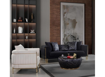 Stilvolles Wohnzimmer-Set 3+1 Weiches Sofa Bequemer Sessel Wohnzimmermöbel