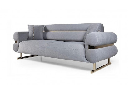 Graues modernes 3-Sitzer-Sofa Stoff-Polstersofa Wohnzimmermöbel