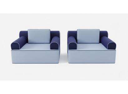 Modernes Sofa-Set Aluminiumrahmen Minimalistischer Stil Blaue Farbe