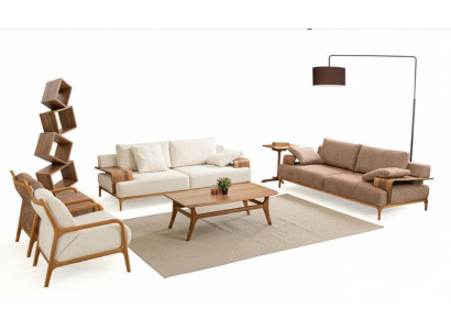 Wohnzimmer-Set 3-Sitzer-Sofa Sessel Moderner Stil Weiches Sofa Neu