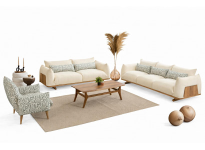 Wohnzimmer-Set 3-Sitzer-Sofa 2-Sitzer-Sofa Sessel Weiche Armlehne Neu