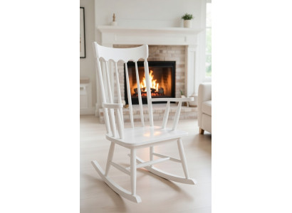 Schaukelsessel Weiß Modern Holz Ergonomische Sitzfläche