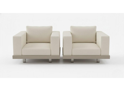 Stilvolles Sofa-Set Aluminiumrahmen Wasserabweisender Stoff Beige