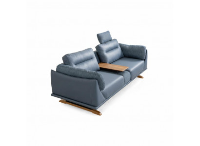 2-Sitzer Sessel Holzarmlehnen Moderner Stil Dunkelblau Farbe Neu