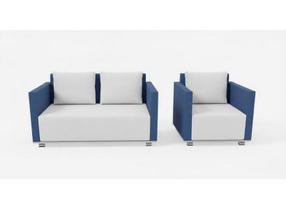 Minimalistisches Sofa-Set Modernes Design Blaue Farbe Glatte Ecken