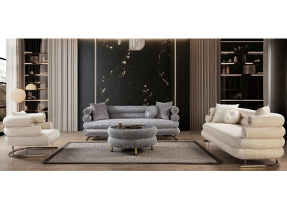 Luxuriöses Wohnzimmer-Set 3+3+1-Sitzer  Sofas runder Couchtisch 4 Teile