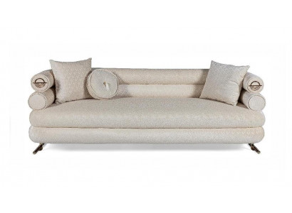 Beiger stilvoller 3-Sitzer-Sofa Stoffsofa Polstermöbel für das Wohnzimmer