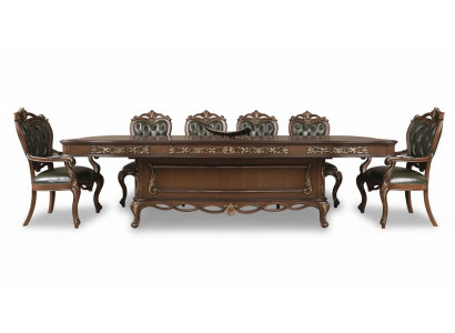 Luxuriöser Klassischer Konferenztisch-Set Edle Chesterfield Sessel