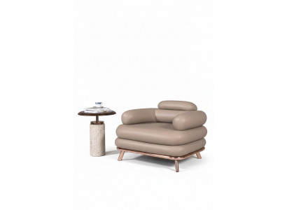 Moderner Sessel Luftige Struktur Soft Minimalism Stil Braune Farbe