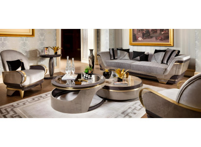 Moderne Couchgarnitur Polstersofa 2x Sessel Designer Couchtisch 4tlg