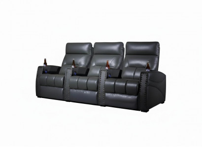 3-Sitzer Sessel Schwarz Moderner Stil Sessel mit Getränkehaltern Leder