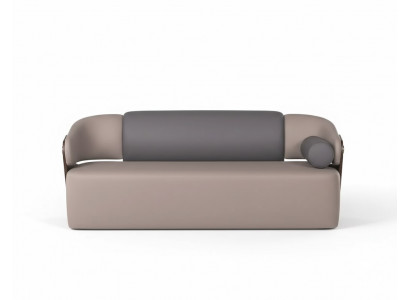 Brauner 3-Sitzer-Sofa Minimalistischer Stil Holzrahmen Premium-Leder