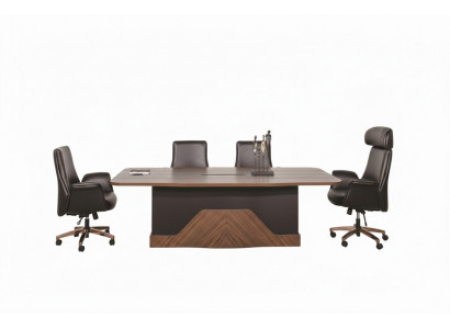 Stilvolles Arbeitszimmer-Set Besprechungstisch Sitzsessel Chefsessel