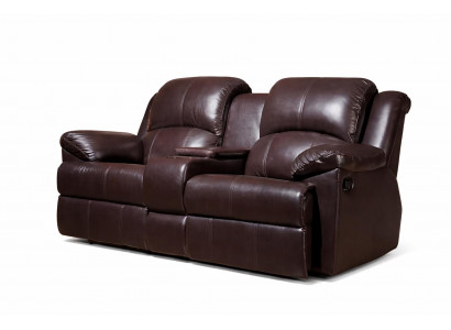 2-Sitzer Sessel Lederbezug Moderner Sessel mit Stauraum Farbe Braun