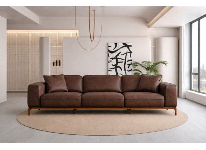 Elegantes Ledersofa Brauner 4-Sitzer Wohnzimmer Edler Viersitzer