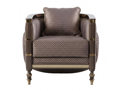 Sessel Farbe Braun Stil Art Déco Holzrahmen Weiche Seitenwände Neu