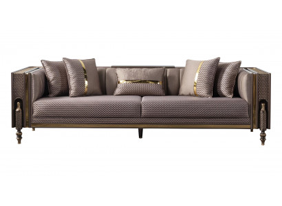 4-Sitzer-Sofa Art Déco Stil Farbe Braun Holzrahmen Großes Sofa Neu