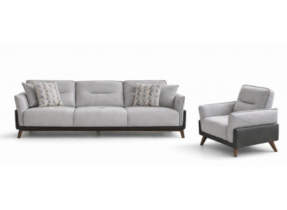 Wohnzimmer-Set 3-Sitzer-Sofa Sessel Weiß Moderner Stil Weiches Sofa