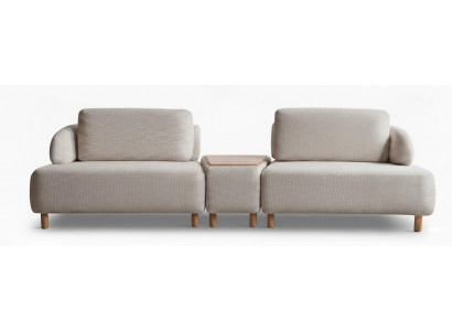2-Sitzer-Sofa Zwischentisch Beige Farbe Moderner Stil Holzbeine Neu