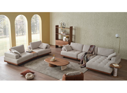 Designer Wohnzimmer Couch-Set Edles Ecksofa 2-Sitzer Couchtisch