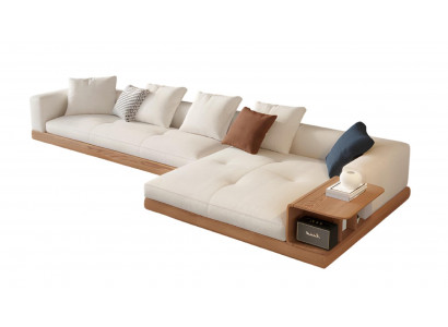 Modernes Beige Ecksofa Wohnzimmer Elegante Textil Komfort Sofa