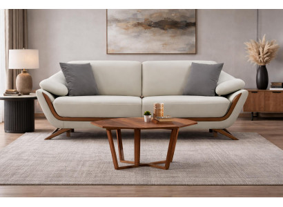 Modernes Weiß Sofa mit eleganten Holzrahmen und komfortablem Design hochwertige