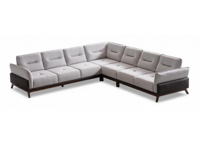 Ecksofa Weiß Farbe Moderner Stil Holzbeine Weiche Armlehnen Holzrahmen