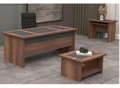 Arbeitszimmer-Set Minimalistisches Design Farbe Schwarz, Braun - 3TLG