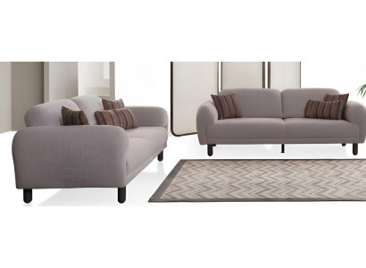 Beiges Sofa-Set Minimalistischer Stil Modernes Interieur Holzrahmen