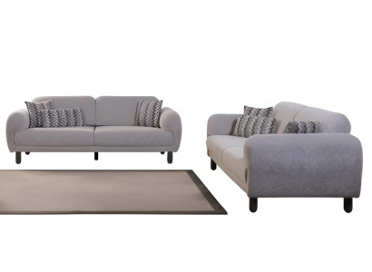 Sofa-Set Holzrahmen Graue Farbe Glatte Ecken Minimalistischer Stil