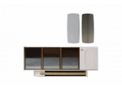 Weißes Edles Sideboard Exklusive Holzmöbel Designer Spiegel 2tlg