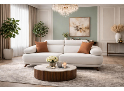 Elegante Wohnzimmer Polstercouch Stilvoller 3-Sitzer Textilsofa