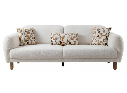 Modernes 3-Sitzer-Sofa Holzrahmen Minimalistischer Stil Weiß Farbe