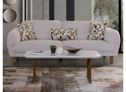 Stilvolles Sofa-Set  Holzrahmen Minimalistischer Stil Weiße Farbe