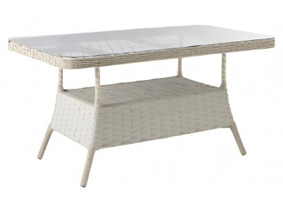 Tisch Beige Farbe Moderner Stil Metallgestell Glasplatte Rechteckig