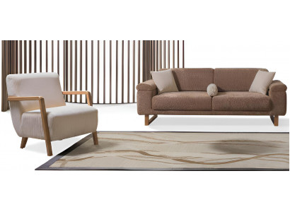 Stilvolles Sofa-Set Minimalistischer Stil Braune Farbe Glatte Ecken