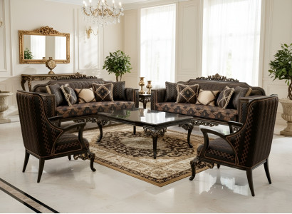 Elegantes Wohnzimmer Set: 3+3+1+1-Sitzer mit Couchtisch