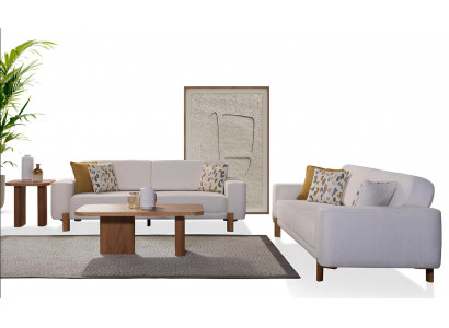 Sofa-Set Modern Interieur Holzrahmen Minimalistischer Stil Weiße Farbe