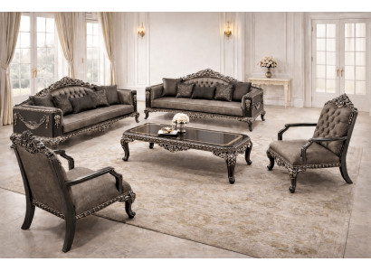 Klassisches Wohnzimmer Set mit 3+3+1+1-Sitzern und passendem Couchtisch