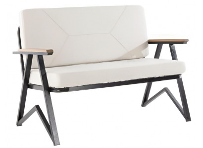 Sofa Weiß Farbe Moderner Stil Metallrahmen Holzarmlehnen Großes Sofa