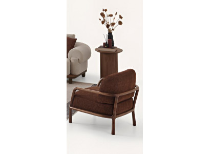 Design Sessel & Beistelltisch Japandi Stil Holz Braun Modern Edel