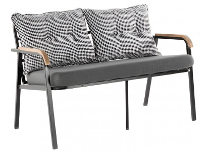 2-Sitzer-Sofa Grau Moderner Stil Metallrahmen Holz Armlehnen Textil