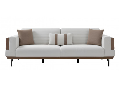 Weißes 3-Sitzer-Sofa Modernes Design Minimalistischer Stil Holzrahmen