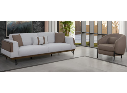 Stilvolles Sofa-Set 3+1 Holzrahmen Modernes Interieur Glatte Ecken