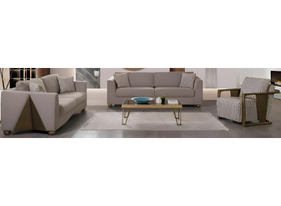 Minimalistisches Sofa-Set 3+3+1 Modernes Interieur Hellbraune Farbe