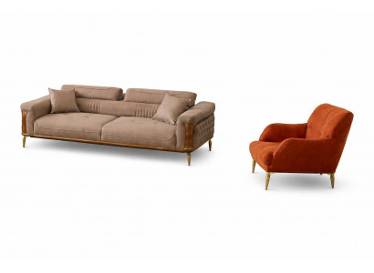 Wohnzimmer Set Modern Mehrfarbig Designer-Bergère Komfortabel Stoff